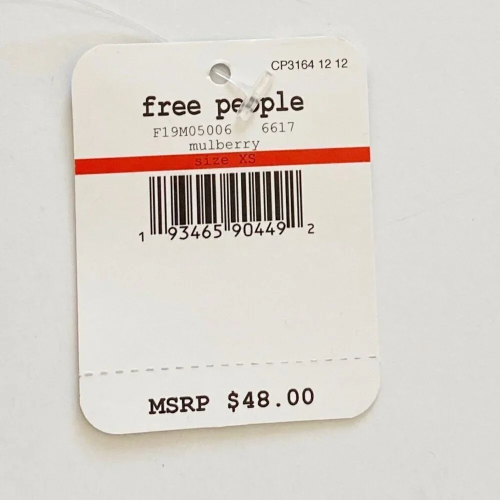 NWT Free People Celine bralette in wine ned, XS